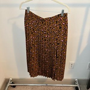 J crew pleated midi leopard print skirt